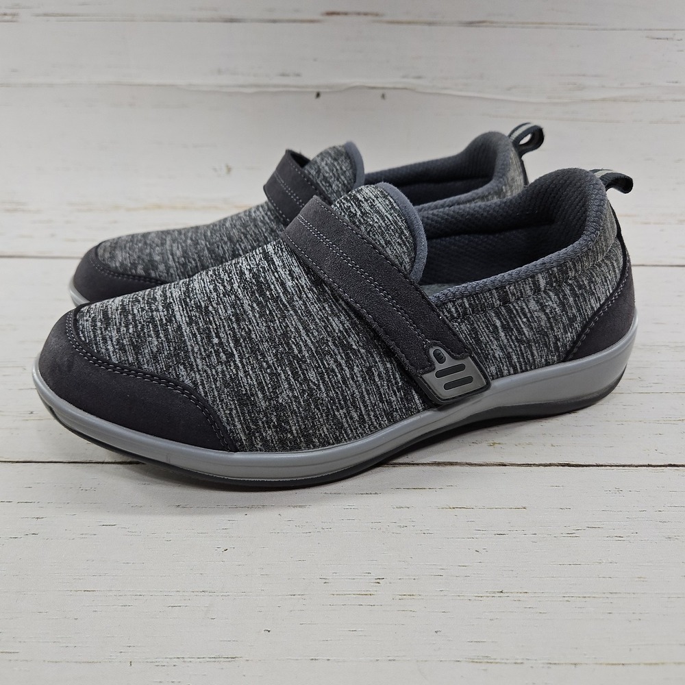 Orthofeet Quincy Womens 7.5 Wide Medium Gray Slip On Strap Comfort Shoes 822